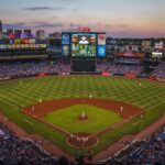 players and fans on baseball stadium